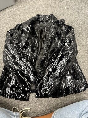 VICI Black Shimmer Faux Fur Teddy Jacket